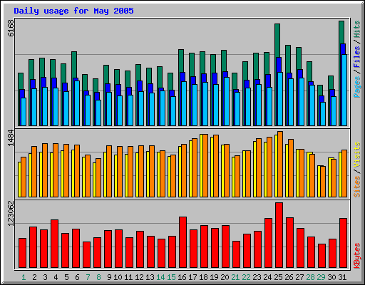Daily usage for May 2005