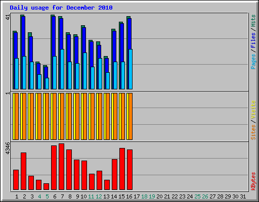 Daily usage for December 2010