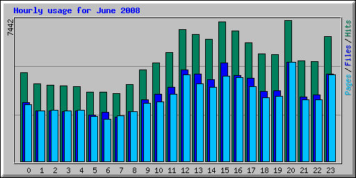 Hourly usage for June 2008