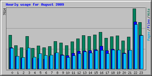 Hourly usage for August 2009
